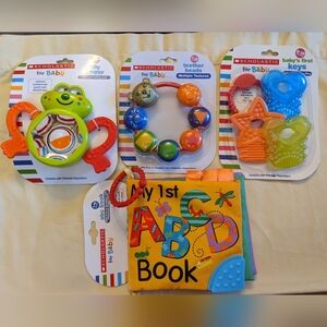 NEW Scholastic Baby Toy Bundle Frog Teether Beads, Keys + My 1st ABC Book T16MIS